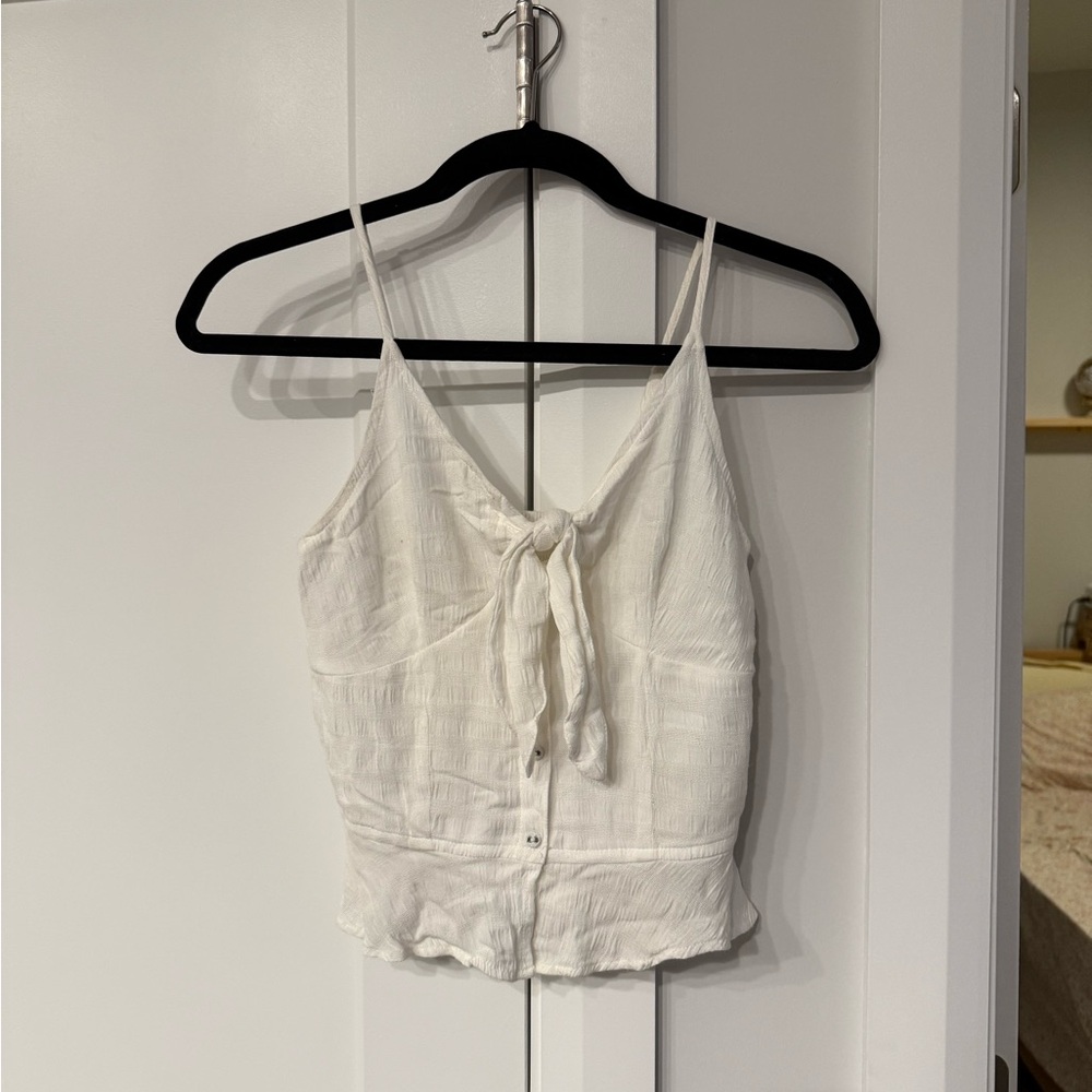 White Sleeveless Tie-Front Top